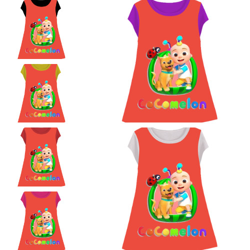 Baju Dress Anak Cocomelon 3D Model 5 Tunik Beragam Warna Untuk Perempuan Usia 1-12 Tahun - Saga Spor