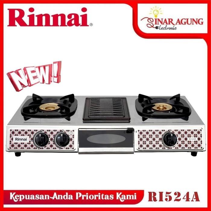 Rinnai Kompor Gas 2 Tungku Dan Pemanggang Ri524A / Ri-524-A Promo 