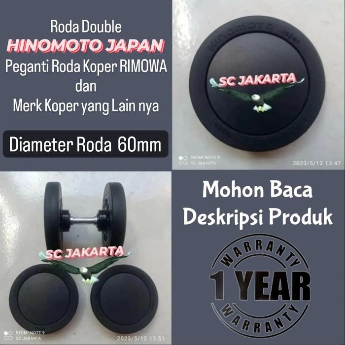 Roda Double Hinomoto Japan 60Mm Peganti Roda Koper Rimowa, Delsey Dll