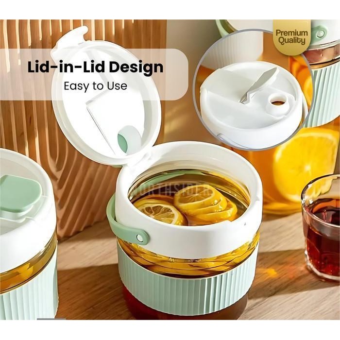 Toples Kaca Kopi Biji-Bijian Fermentasi Acar Double Open Glass Sealed Lid Pickle Jar With Handle