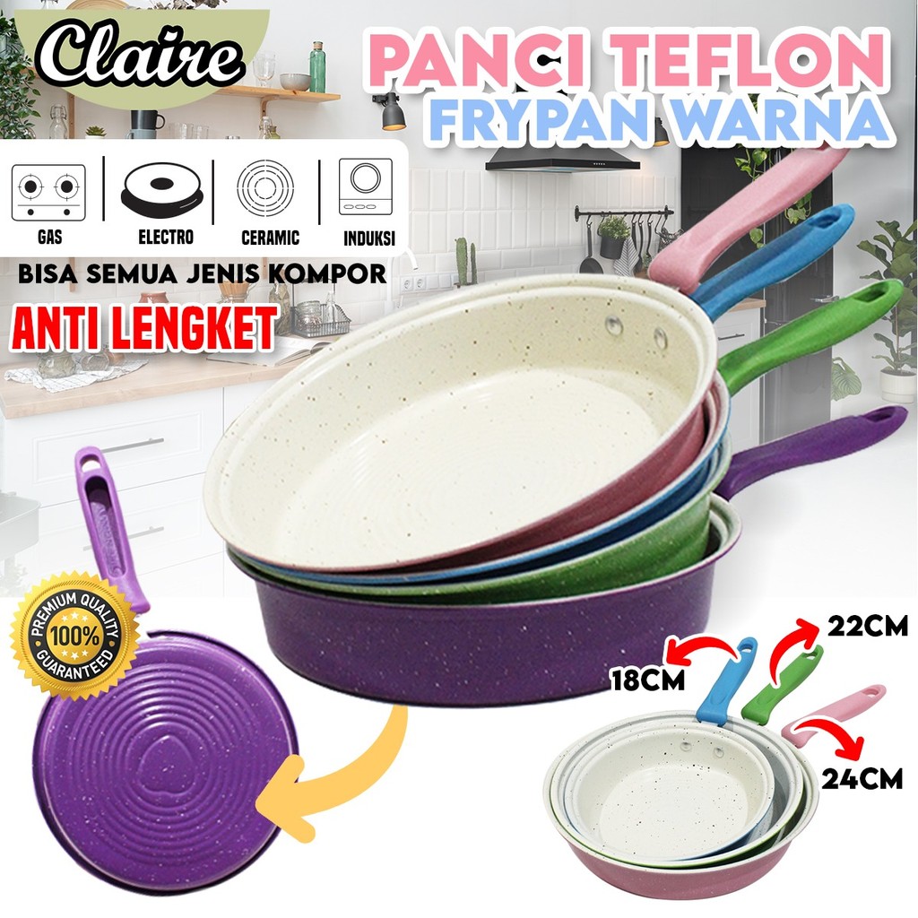 Panci Teflon Frypan Marble / Teflon Warna Anti Lengket
