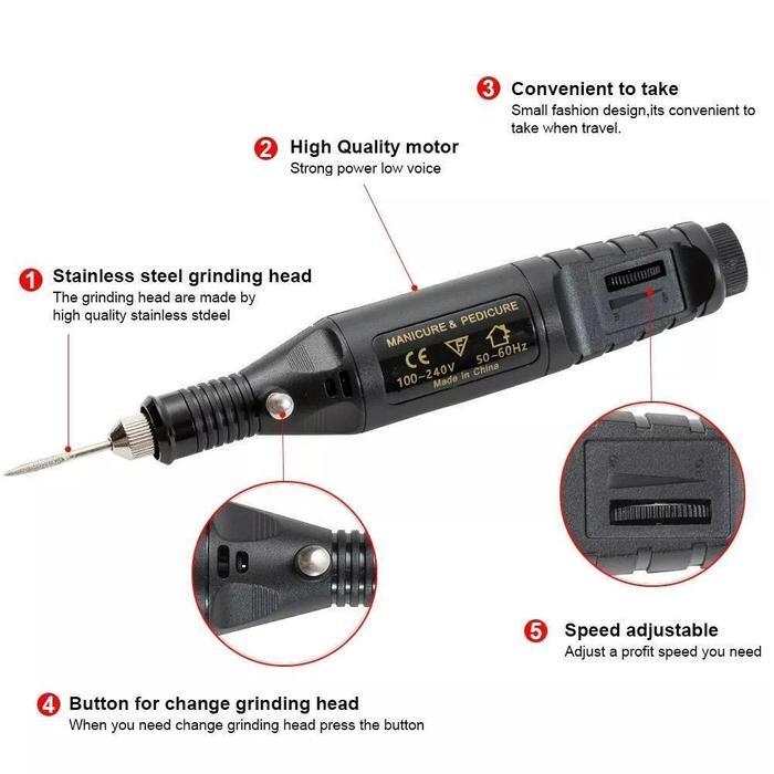 Alat Ukir Piring Gelas Sendok Gerinda Mini Set Gerinda Tangan Bor Mini Bor Mini Grinder Bor Mini