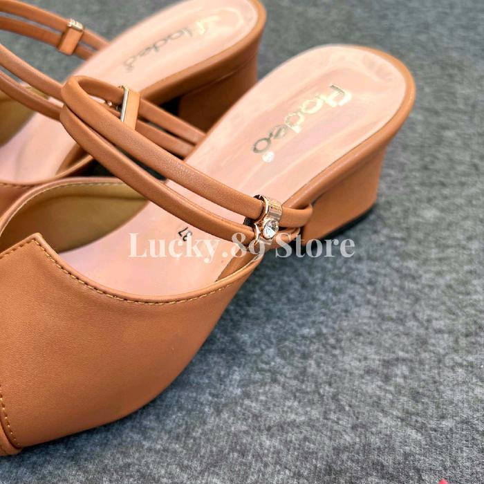Fladeo Sandal Selop Wanita Heels 5Cm Hl Shoes Pesta Kondangan Mewah