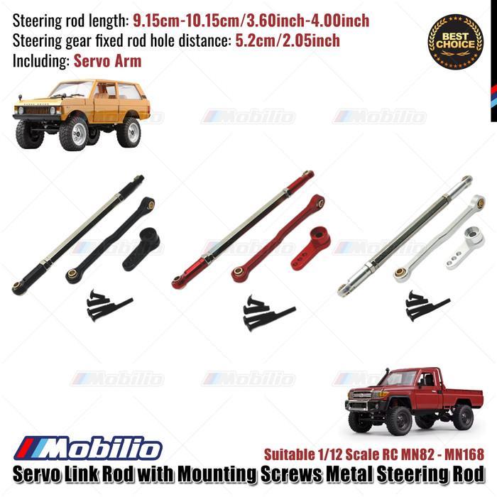 Servo Link Rod With Mounting Screws Metal Steering Rod Suitable 1/12 Scale Rc Mn82 - Mn168