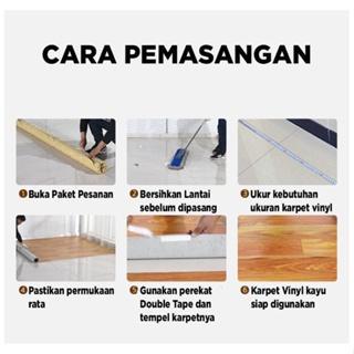 [1 Meter X 2 Meter] Karpet Lantai Vinyl Gulungan Motif Kayu Tebal Korean Aesthetic