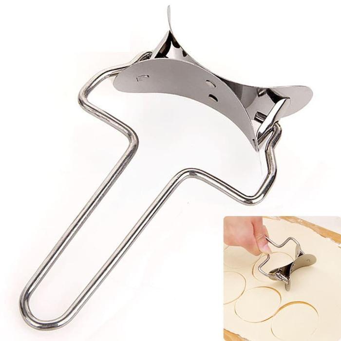 ROLL SS STAINLESS Cetakan Pastel Pangsit Dumpling Alat ROUND SILVER kue cireng kayu Cetak mini Steel