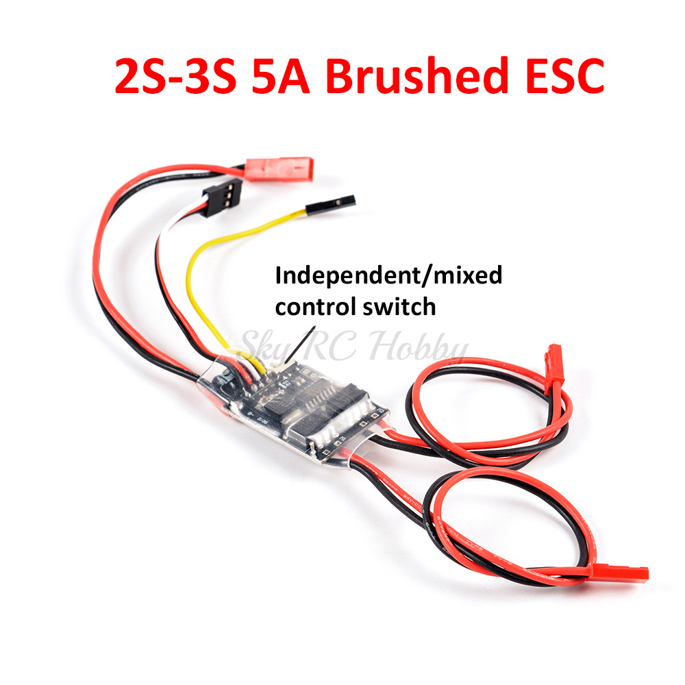 PROMO   Dual Way Bidirectional Brushed ESC 2S-3S Lipo 5A ESC Speed Control for RC Model Boat/Tank 13