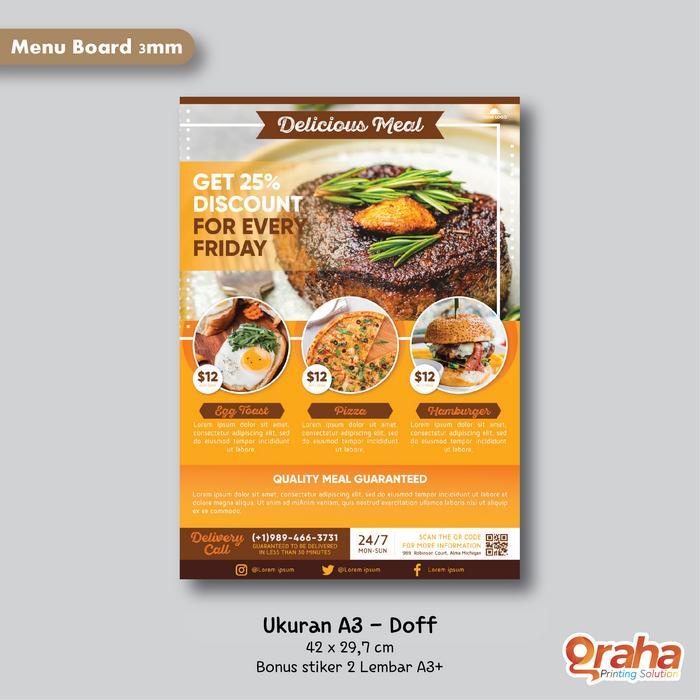Terlaris Cetak Daftar Menu Board / Papan Menu / Menu Resto.