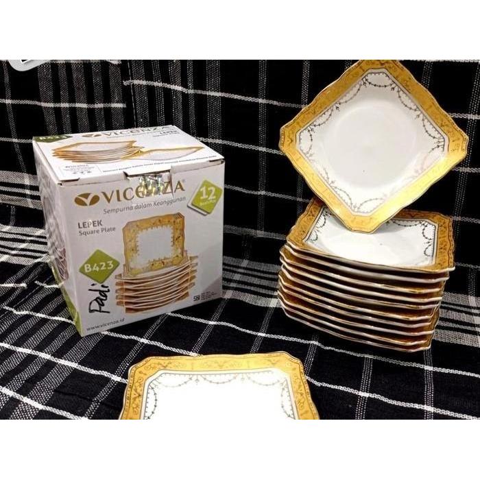 READY Vicenza Square Dessert Plate Piring Kue Lepek Kotak Kecil B423 12 Pcs