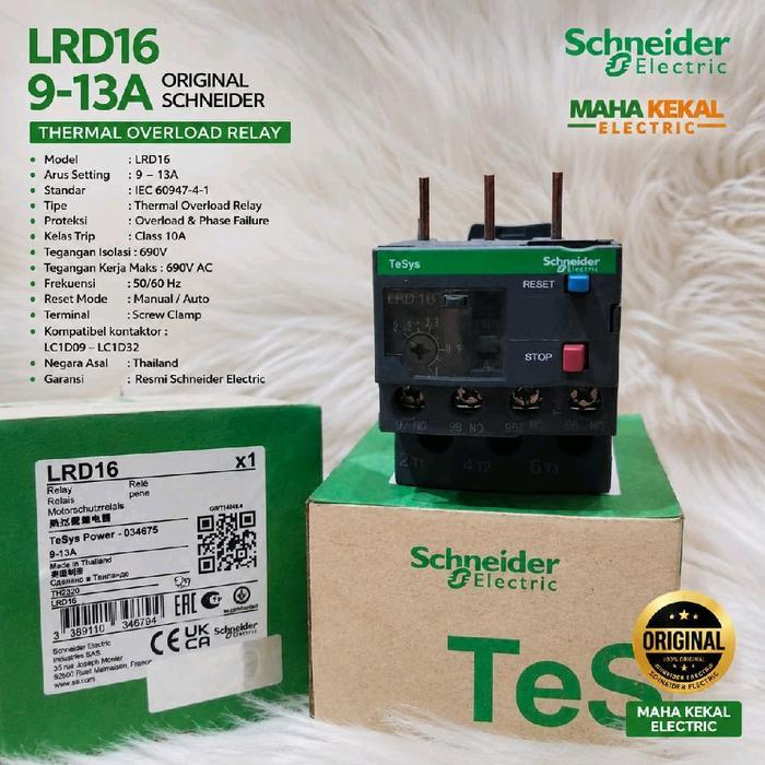 Overload Kontaktor Schneider Lrd 16 9-13A/Thermal Overload Kontaktor Schneider Lrd16 Overload Lrd16