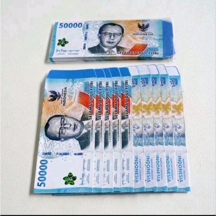 50 Pcs Amplop Lebaran Jumbo Motif Uang Berbagai Denominasi 5000 10000 20000 50000 75000 100000 Cocok