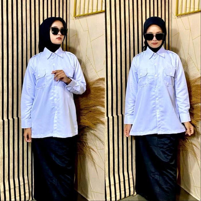 Seragam Pns Hitam Putih Wanita Setelan Kemeja Pdh putih ROK hitam Rampel setelan baju PNS wanita rok