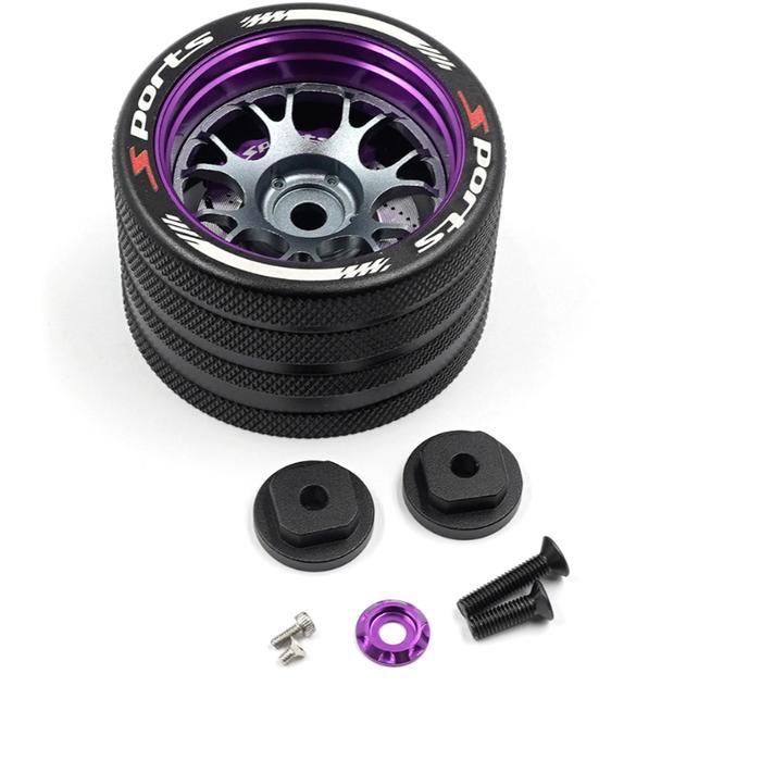 SLIDELOGY PURPLE SPORTS ALUM TRANSMITTER STEERING WHEEL SET FOR FUTABA/SANWA/FLYSKY #SDY-0401PU