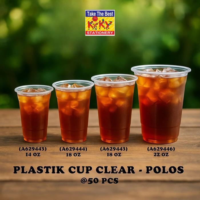 Okey Plastic Cup 14oz / 22oz - 1 Pack isi 50 Pcs / Gelas Plastik Tebal
