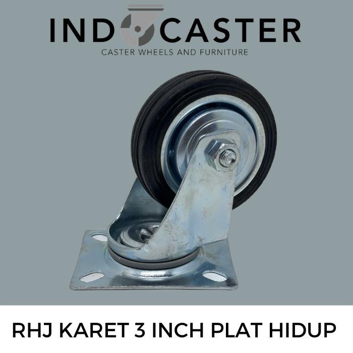 Roda Karet / Roda Trolley / Roda Etalase / Roda Lori RHJ Plat Hidup 3"