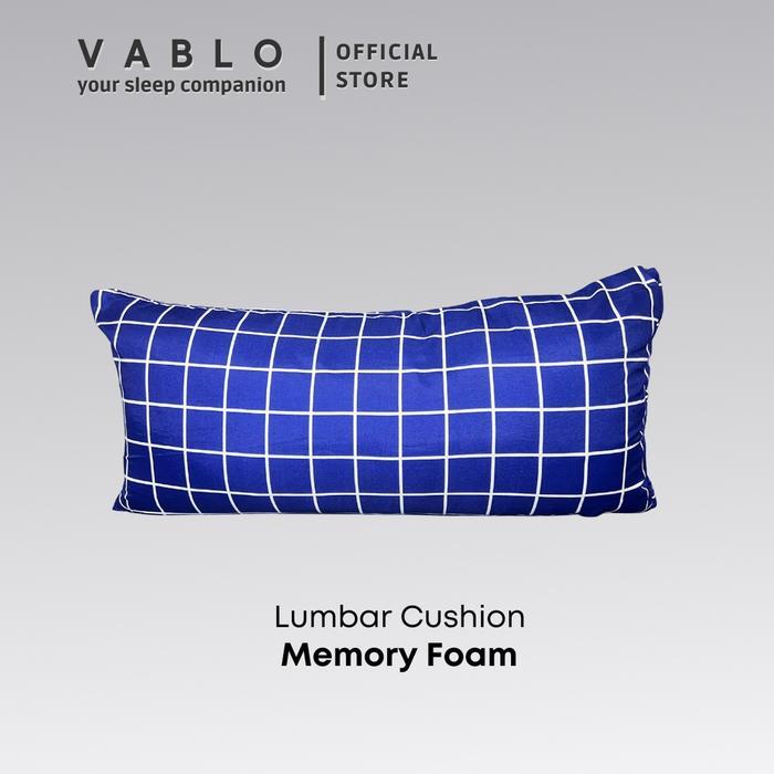 Vablo bantal lumbar cushion memory foam micro - motif biru - premium cushion pillow - Bed cushion