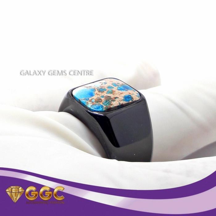 Cincin Batu Akik Pirus Tourquise Kotak