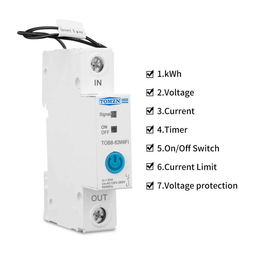 63A EWELINK SINGLE PHASE WIFI SMART ENERGY METER KWH METERING MONITORING CIRCUIT BREAKER TIMER RELAY
