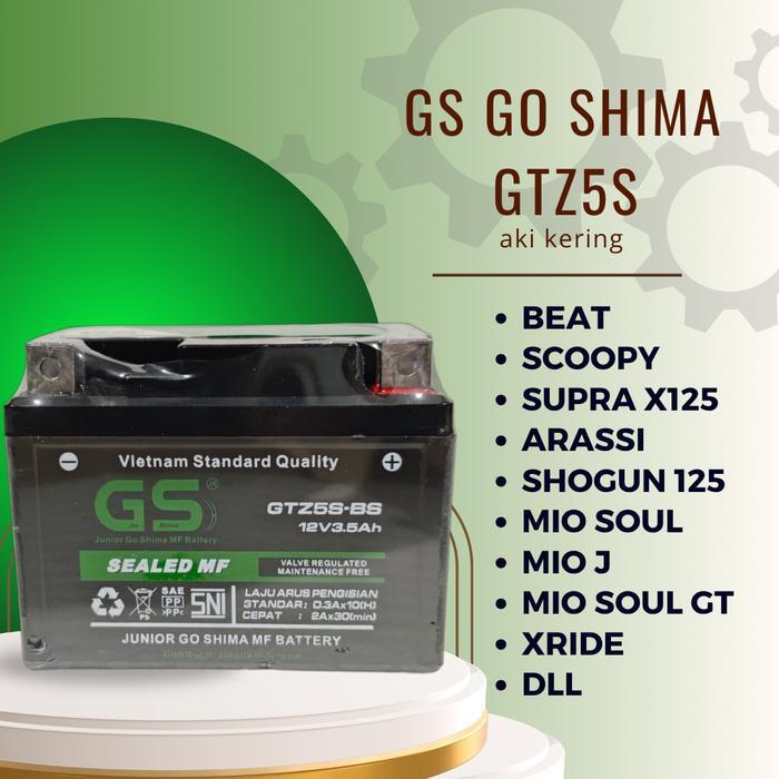 Ykp aki motor GS GOSHIMA GTZ5S 12volt 4ampere aki kering Motorcycle