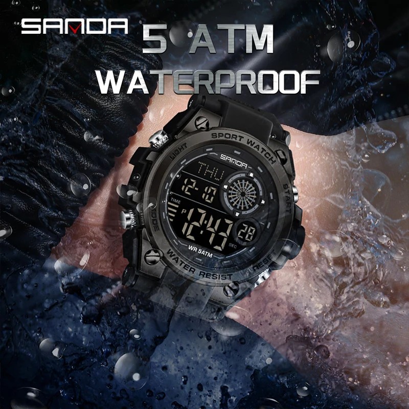 SANDA Men's Watch Fion Sports Watch Countdown Date Week Waterproof Night Light Multifunctional Young