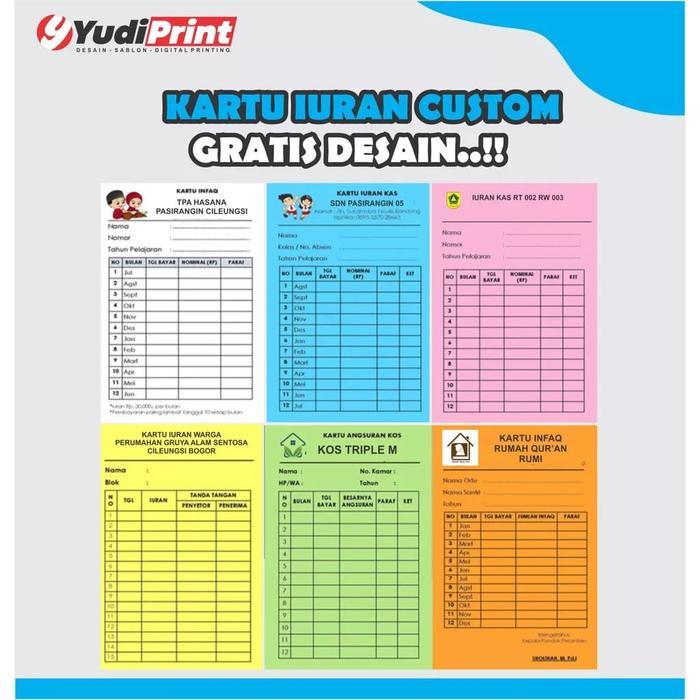 TERLARISS [ISI 52PCS] KARTU IURAN / ABSENSI / INFAQ NGAJI