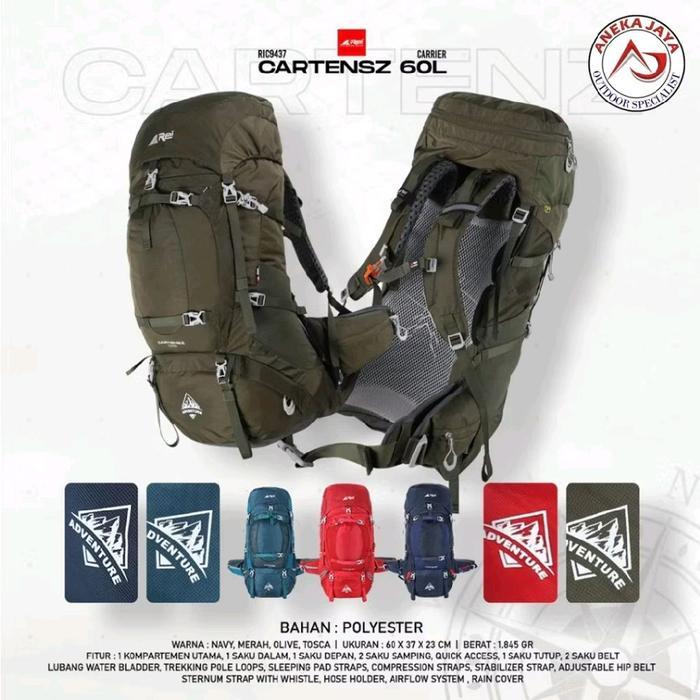CARRIER PREMIUM AREI CARTENZ 60 LITER - Hitam