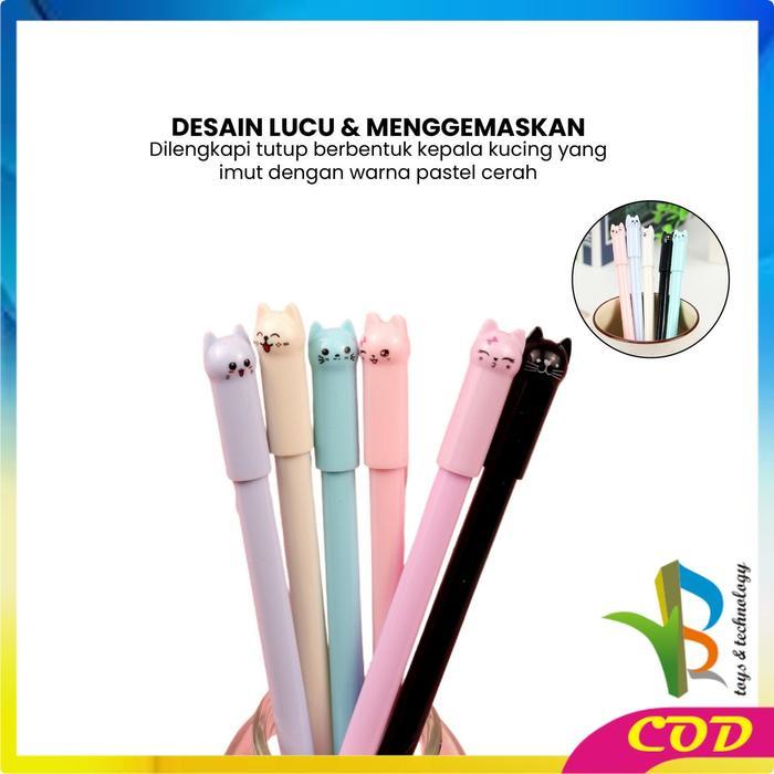[COD] RB A14 Pulpen Gel Karakter Kartun Kucing Pena UnikBolpen Motif Kucing