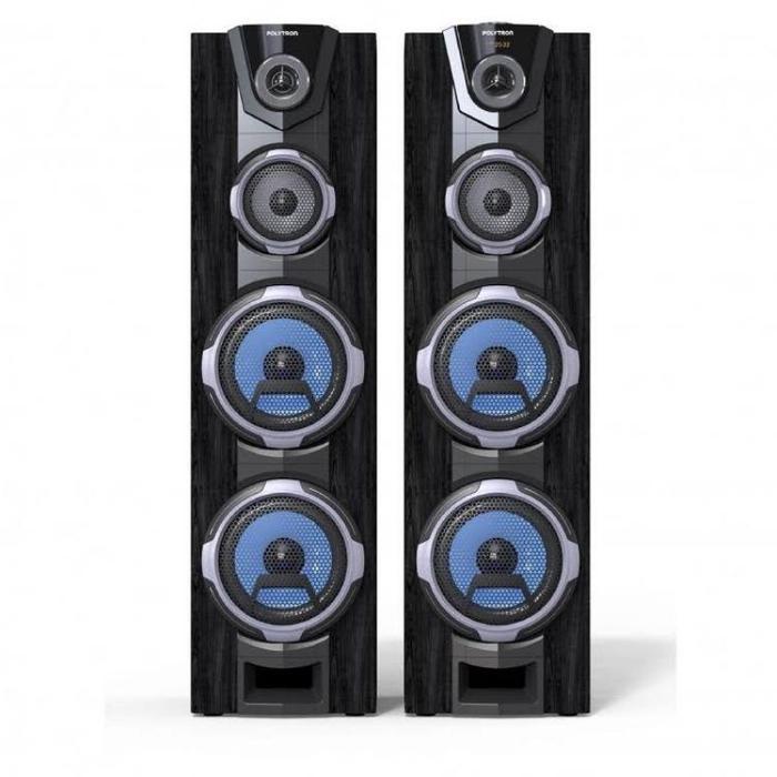 TERLARIS ACTIVE SPEAKER POLYTRON PAS DOUBLE WOOFER SUPER BASS BLUETOOTH USB MIC KARAOKE INPUT GARANS