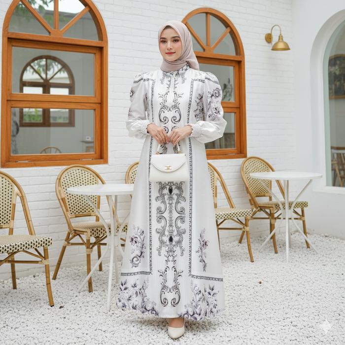 Flash Sale Snbm - Ready Stock - Dress Wanita Revanya Silk Motif Elegan Size Jumbo Lebaran 2026 -