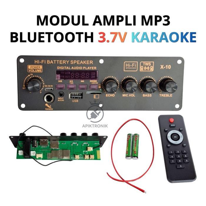 Modul Amplifier MP3 Bluetooth 3.7V USB TF FM Karaoke Lengkap Untuk Speaker Portable