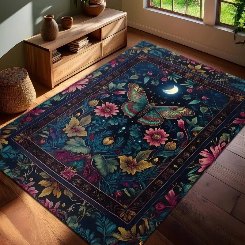 Luna Ngengat Karpet Mystic Butterfly Karpet Moonlit Dekorasi Bunga Karpet Ruang Tamu Karpet Taman Ru