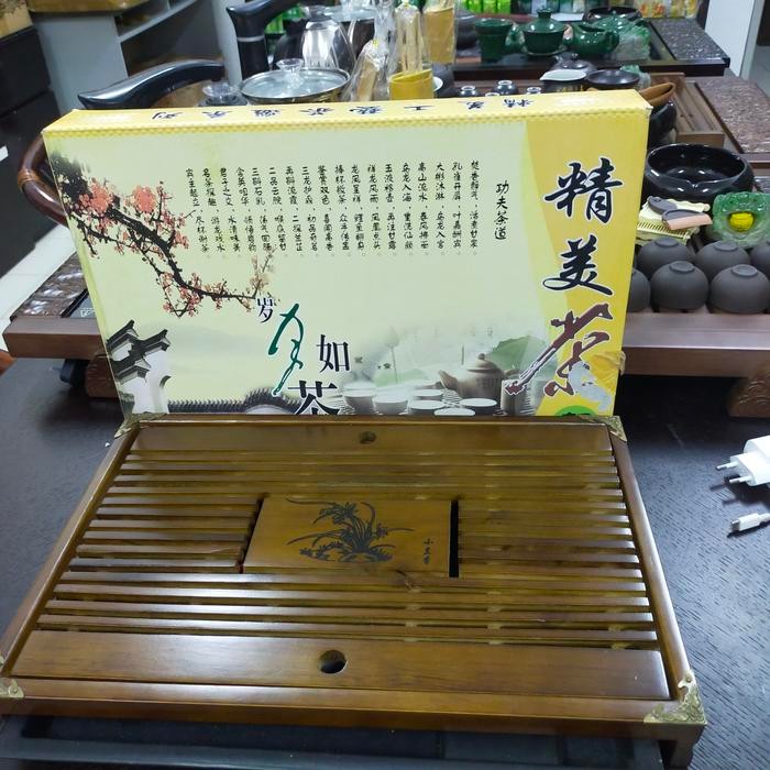 Meja Chines Tea Set Tray Pot Cangkir Teko Teh Cina Lukis Teratai