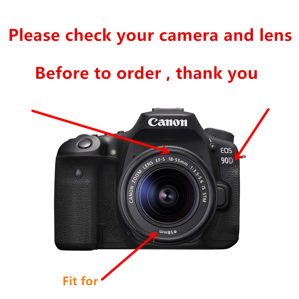 58mm UV Filter Collapsible Lens Hood Cap + 2x Glass Screen Protector for Canon 4000D 2000D 1300D T10