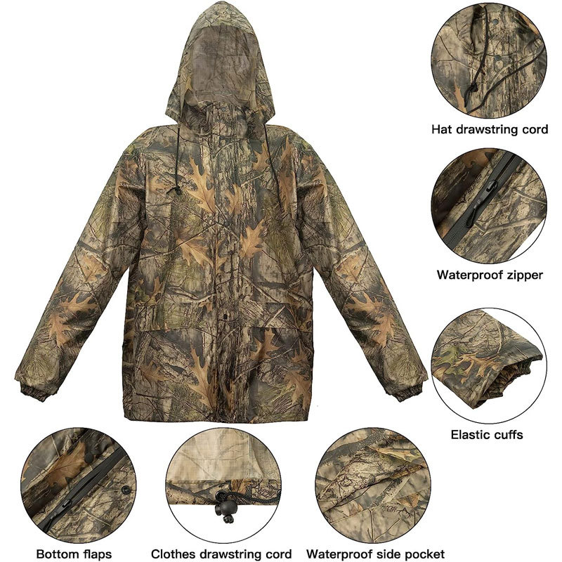 Flecktarn Tactical Portable Camo Raincoat Set Camouflage Fleck Rain Suit Bicycle Motorcycle