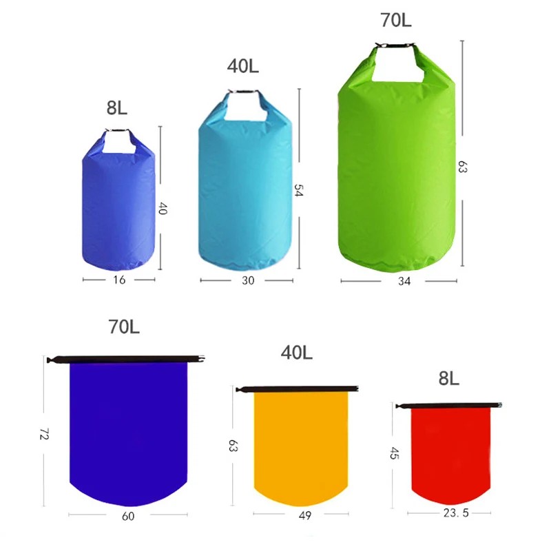 8L/25L/40L/70L/75L Dry Bag Ultralight Dry Sack Outdoor Bags Keep Gear Dry for Hiking Kayaking