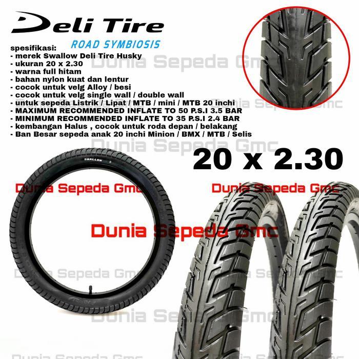 Ban Luar Sepeda Anak 20 X 2.30 Besar Jumbo Swallow Deli Bmx Mtb 20 In