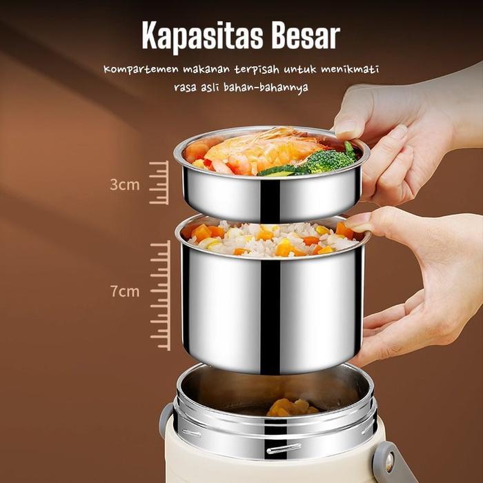 Rj Lunch Box 1600Ml & 2000Ml Stainless Steel Usb Electric Heated Warm Keeping Bento Container