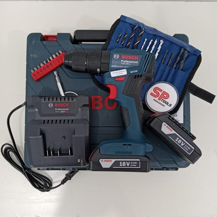 MESIN BOR IMPACT BETON CORDLESS CAS BATERAI BATTERY 18V BOSCH GSB185LI / GSB 185LI