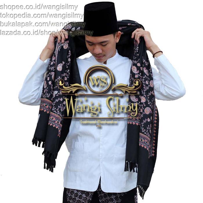 Sorban Kashmiri Print Motif Bordir Hitam Sorban Arifat Original India