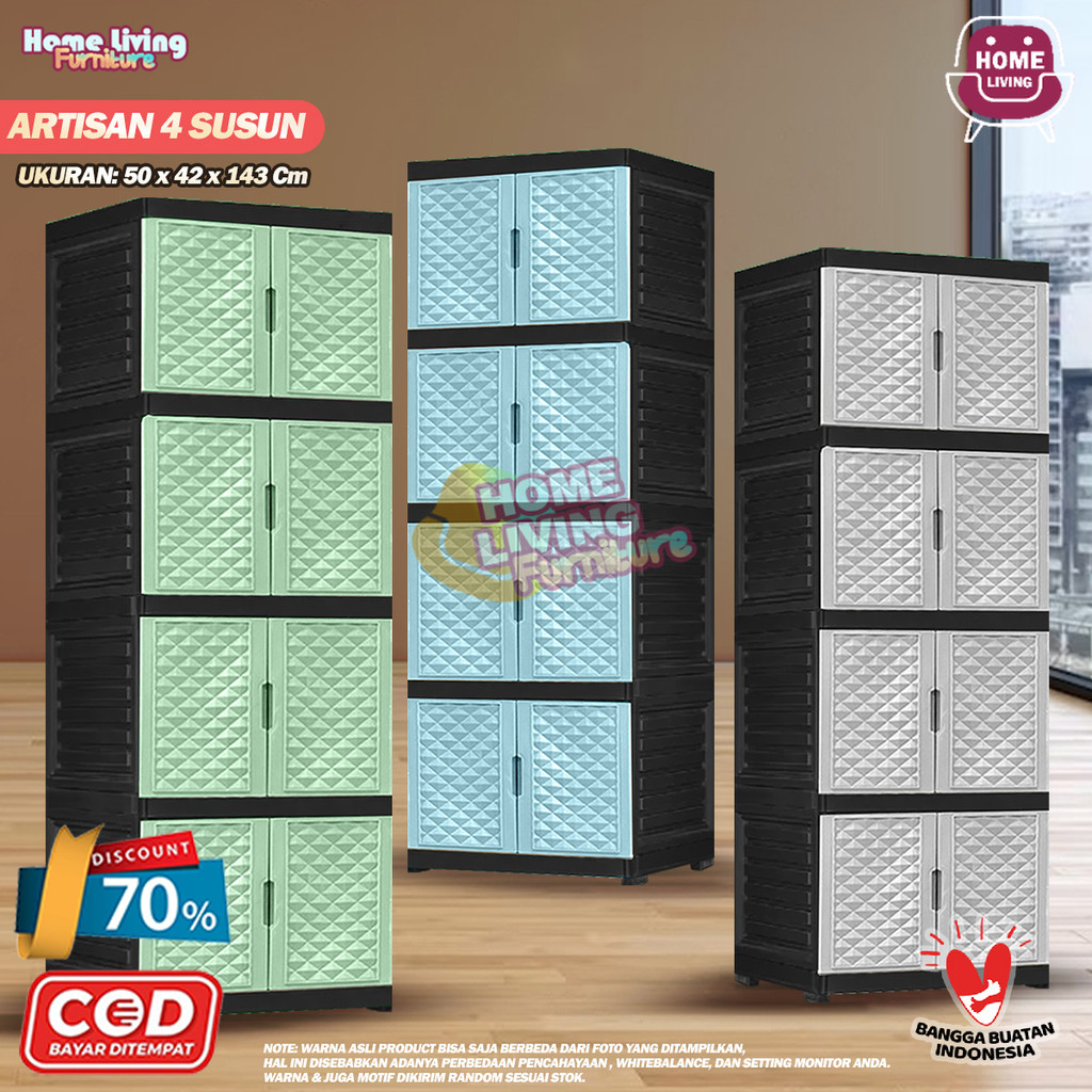 LEMARI TABITHA 4 SUSUN FULL KUNCI LEMARI PAKAIAN PLASTIK SUSUN 4 LEMARI MINI LEMARI PLASTIK TABITHA