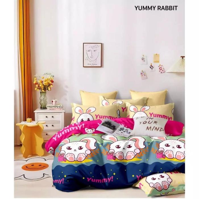 53lg- Sprei Motif Kucing Mochi Dan Motif Sapi Ukuran 120 X 200 & 180 X 200