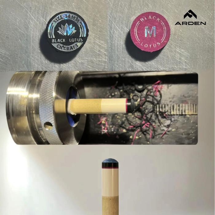 Cue Tip ARDEN Black Lotus - Tip Biliar 8 lapis 14mm Cocok untuk Shaft Maple