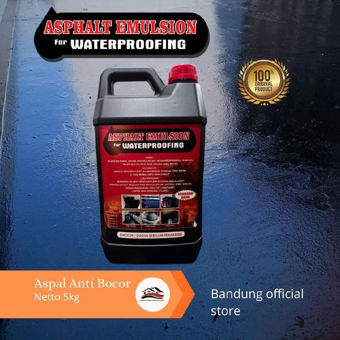 Bandung Official Store Aspal Emulsion Waterproofing 5kg Anti Bocor Cat Penambal Bocor Aspal Cair