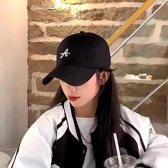 Topi bordir huruf A Topi baseball Inisial logo Huruf A Bordir Simpel fashion sport Topi Bahan Katun