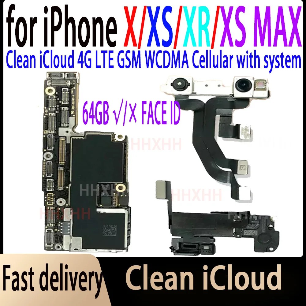for iPhone Xr Mother Board 64GB 128GB Motherboard for iPhone Xs/Xs Max Motherboard With Face ID IOS
