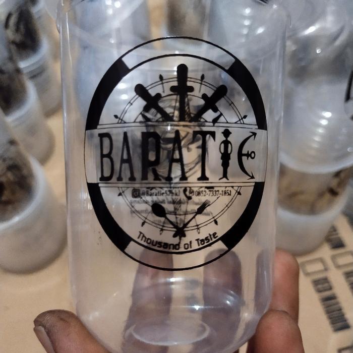 Sablon Cup Gelas Plastik 12oz 14oz 16oz 22oz oval/datar