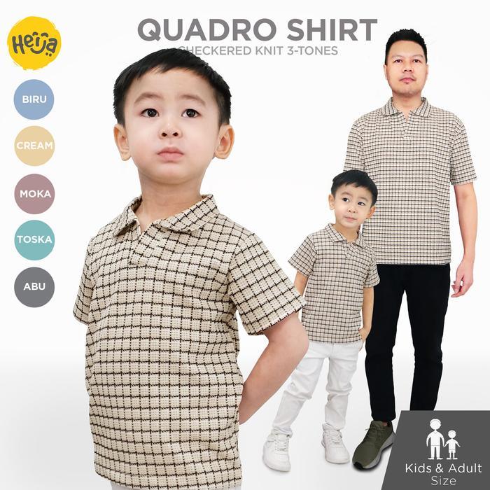 QUADRO SHIRT POLO ANAK motif KOTAK warna CREAM - Kaos Polo Shirt Kerah Anak Unisex Couple Pria Ayah