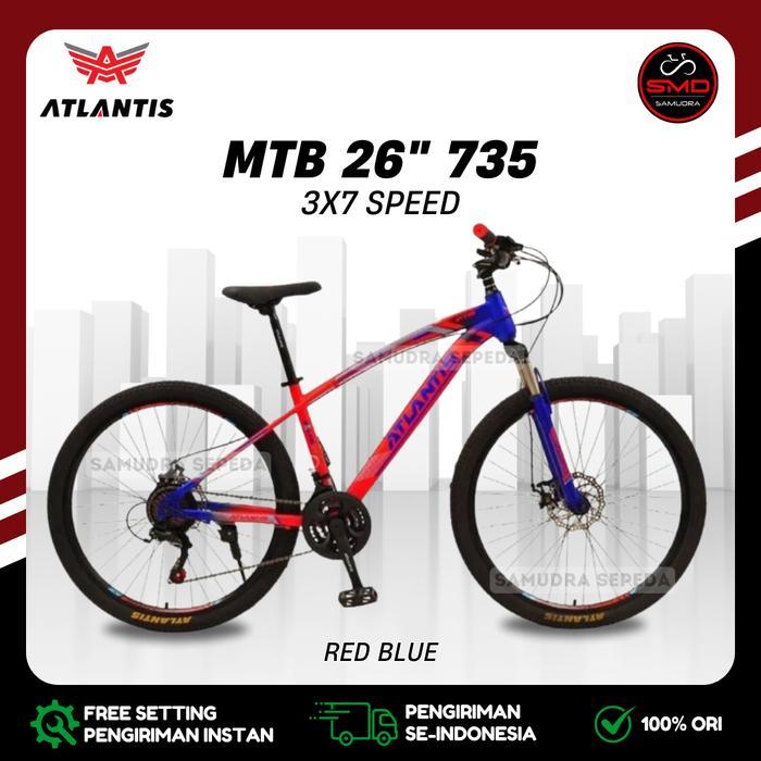 Sepeda Gunung MTB 26 Atlantis AT MT 735 / 760 7sp // MTB Forward FWD Murah BDG - 735 Red Blue, INSTA