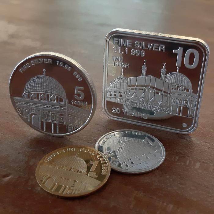 Koin Perak 5 Dirham (Khamsa) Sertifikat Asli Antam 14,875 gram Perak
