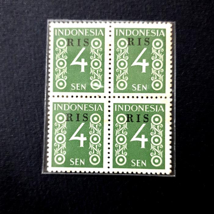 Prangko INDONESIA 1950 c.t. RIS 4 Sen, Blok-4